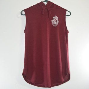 Modern Lux Red Hamsa Sleeveless Hooded Top